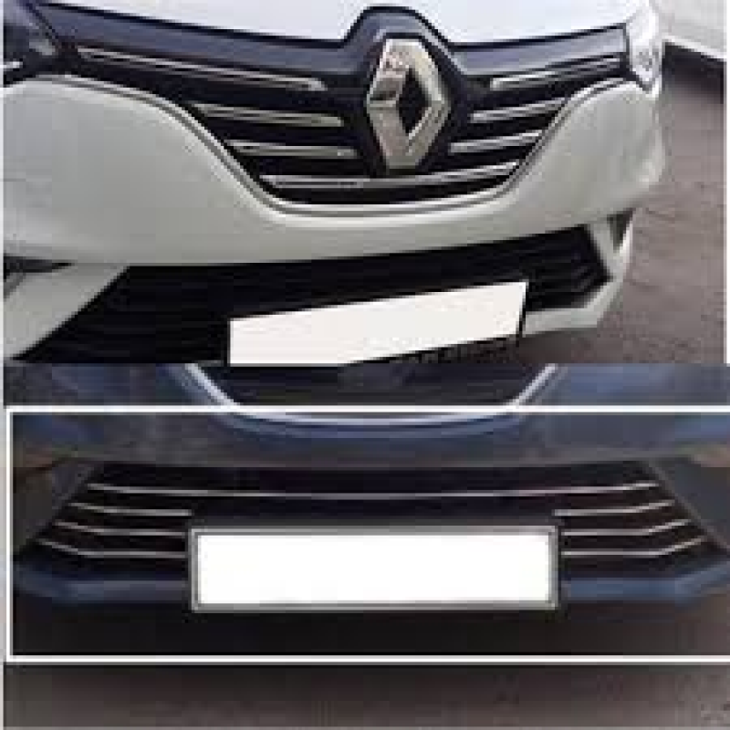 Renault Megane 4 HB Krom Ön Tampon Alt Çıta 7 Parça 2021 ve Sonrası