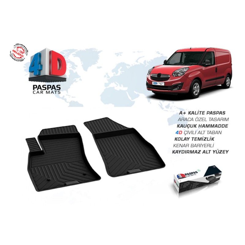 Opel Combo D 4D Havuzlu Paspas Siyah Ön 2 Parça 2010-2018 Arası