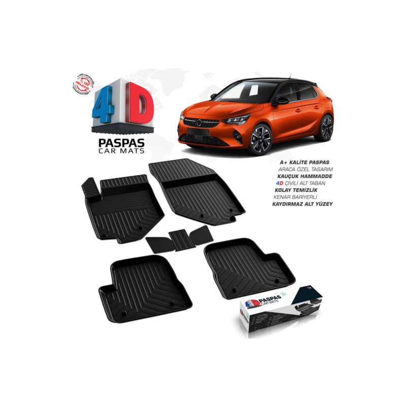 Opel Corsa F 4D Havuzlu Paspas Siyah 2020 ve Sonrası