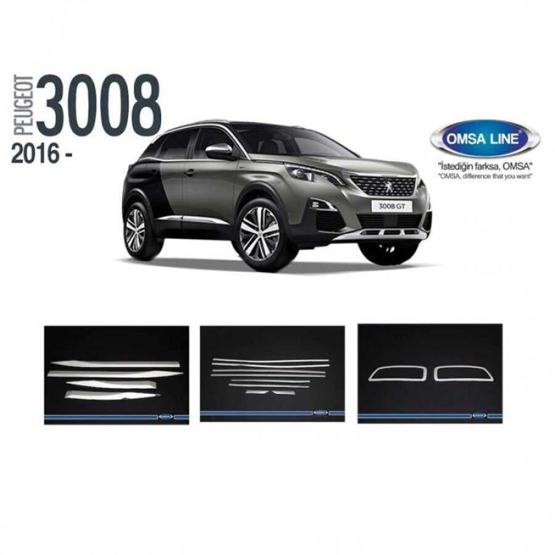 Peugeot 3008 3 Parça Krom Set 2016 ve Sonrası